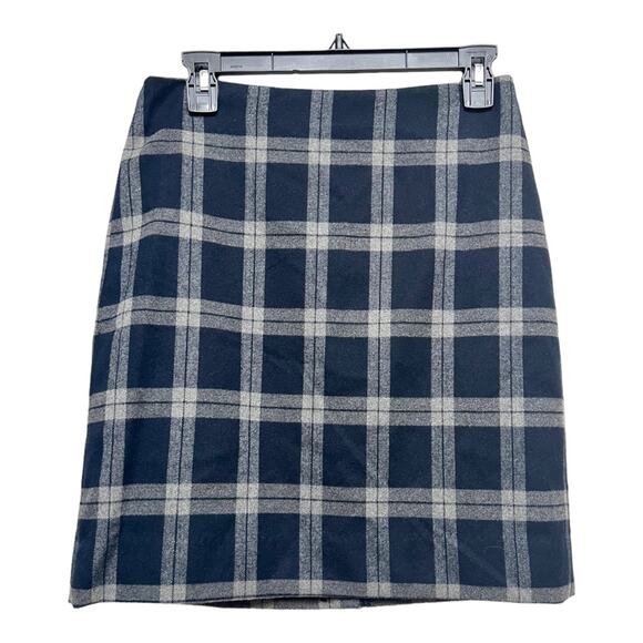 NWT Banana Republic Navy Blue Plaid Wool Gray Schoolgirl Academia Mini Skirt - Picture 1 of 8